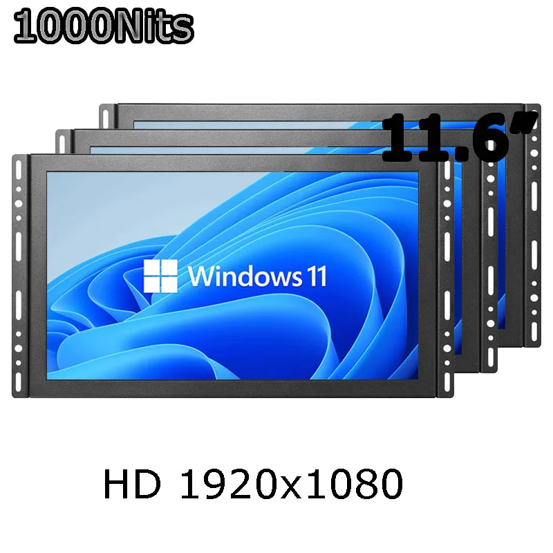 1000Nits Sunlight Readable 11.6 Inch HD 1920x1080 Industrial Grade Touch Screen Monitor With VGA HDMI USB Interface - Image 3