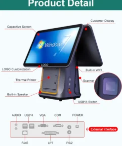 Alternative view of 15.6inch New Android Windows pos system all in one touch screen pos All In One Pc Pos Terminal With Printer scan window function