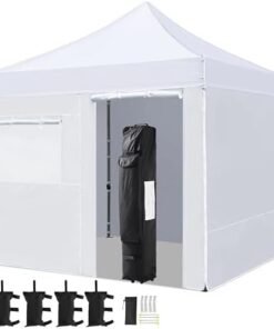 Yaheetech 10x10 Pop Up Commercial Canopy Tent with 4 Removable Sidewalls, Sandbags, Stakes & Ropes, Waterproof Instant Canopies for Wedding Party Commercial Event Pavilion,