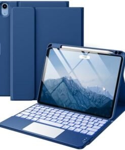 Compatible with iPad Air 11 inch & Air 5th/ Air 4th Generation Case with Keyboard - Multi-Touch Trackpad, 7-Color Backlit, Detachable Folio Keyboard Cover for Air 11 M2, Air 4/5 (Navy Blue)  Electronics