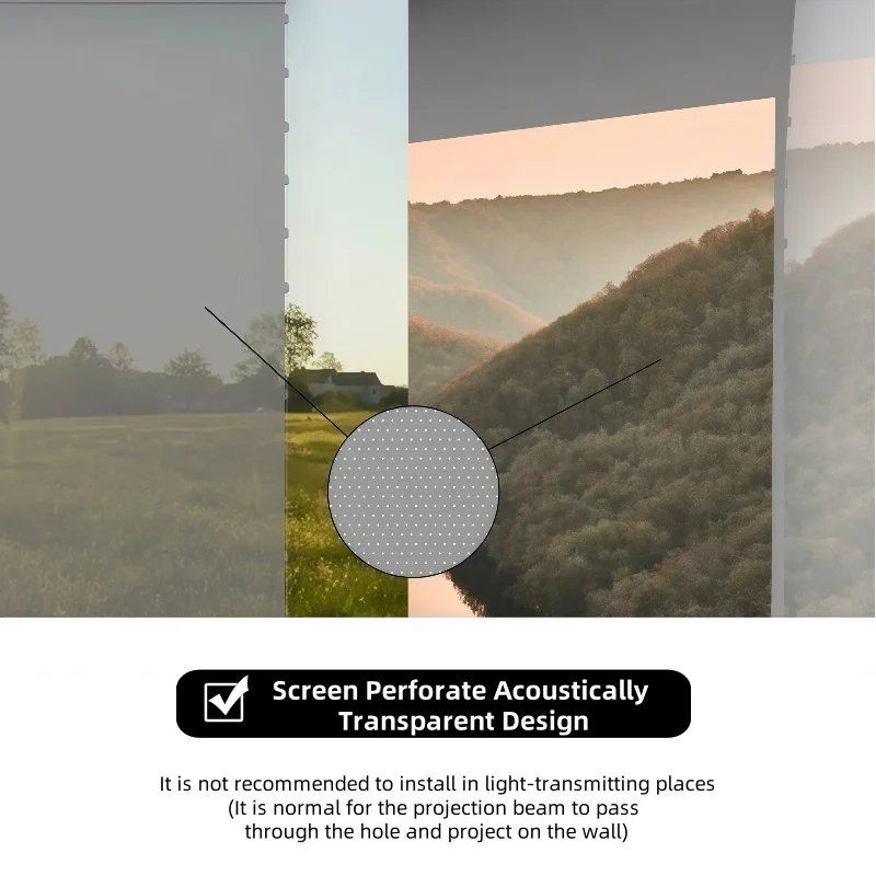 100'' 120'' 150'' 8K High Contrast ALR Perforated Acoustically Transparent Auto-Rising Floor Projector Screen For Home Theater - Image 6