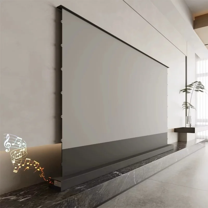 100'' 120'' 150'' 8K High Contrast ALR Perforated Acoustically Transparent Auto-Rising Floor Projector Screen