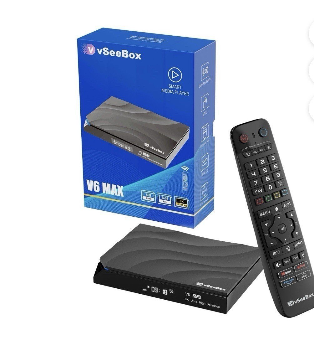 VSEEBOX V6 MAX Streaming Box Android 14 8K HDR | 4GB+64GB | WiFi 6
