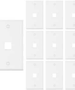 VCE 1 Port Keystone Wall Plate UL Listed (10 Pack), Single Gang Wall Plates for RJ45 Keystone Jack and Modular Inserts, White