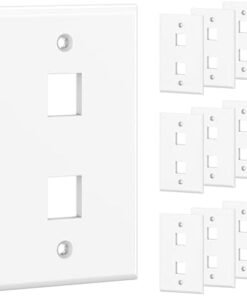 [UL Listed] Cable Matters 10-Pack Low Profile 2-Port Keystone Jack Wall Plate, RJ45 Wall Plate for Keystone Jacks in White