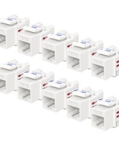 Cable Matters [UL Listed] 10-Pack 10Gbps Cat6 Keystone Jacks, RJ45 Keystone Jack, Ethernet Modular Jack in White for Patch Panel and Wall Plate