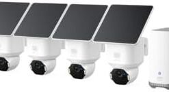 eufy Security SoloCam E42 4-Cam Kit, 4K Security Camera Wireless Outdoor, Solar Powered, AI Motion Tracking, Strobe Light, Pan & Tilt, Facial Recognition, Built-in Local Storage (Up to 16TB) : Electronics
