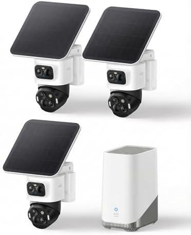 eufy Security eufyCam S4 3-Cam Kit,4K Solar Camera Wireless Outdoor, Triple Lens Bullet-PTZ Cam, 360° View, Cross-Cam Track, AI Recognition, 8X Zoom, Color Night Vision, 0 Monthly Fee, Local Storage