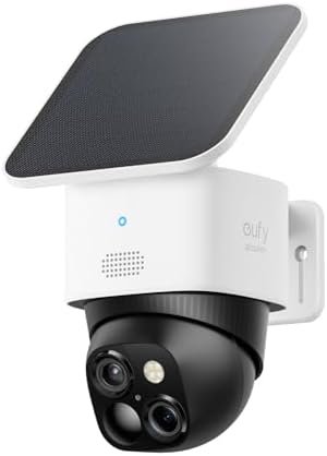 eufy Security SoloCam S340, Solar Security Cameras Wireless Outdoor, Cameras for Home Security, 360° Pan & Tilt Surveillance, No Blind Spots, 2.4 GHz Wi-Fi, No Monthly Fee, HomeBase S380 Compatible : Electronics
