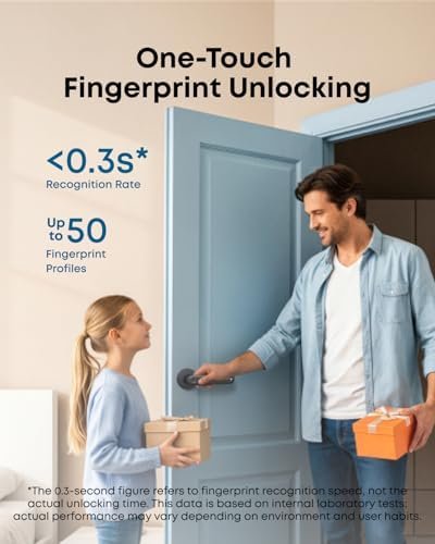 eufy Security Smart Lock FamiLock C32, Fingerprint Keyless Door Lock with Handle,Interior Doors, Built-in Wi-Fi (2.4 GHz Only), App Control, Auto Lock, 4 AA Batteries, Alexa/Google,Rekey Not Supported : Electronics - Image 2