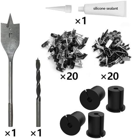 Starlink cable routing kit,starlink ethernet adapter,4pcs star link wall bushing grommets accessories for cable wall pass through with 1" spade drill bit 40pcs wall wire clips : Electronics - Image 2