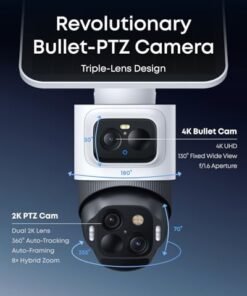 Alternative view of eufy Security eufyCam S4 2-Cam Kit,4K Solar Camera Wireless Outdoor, 3-Lens Bullet-PTZ Cam, 360°View Cross-Cam Track, Al Recognition, 8X 2oom, Color Night Vision, 0 Monthly Fee, Expandable up to 16TB