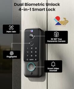 Alternative view of Lockin Veno Plus Video Smart Lock with Camera 2K 180°, Keyless Entry Door Lock for Front Door, Palm Vein & Fingerprint Biometric Access, Built-in Wi-Fi, 8GB Storage, No Monthly Fees -