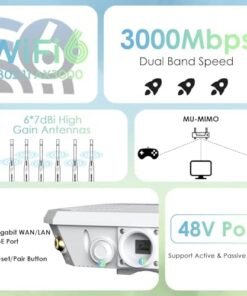 Alternative view of 2026 AX3000 Outdoor WiFi 6 Extender, WAVLINK Long-Range WiFi Repeater/Access Point with Dual Band/PoE/IP67 Waterproof/6 x 7dBi Antennas, Supports Up to 256 Devices for Garage, Yard, RV,Farm : Electronics