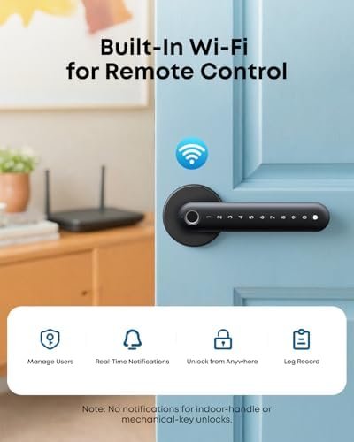 eufy Security Smart Lock FamiLock C32, Fingerprint Keyless Door Lock with Handle,Interior Doors, Built-in Wi-Fi (2.4 GHz Only), App Control, Auto Lock, 4 AA Batteries, Alexa/Google,Rekey Not Supported : Electronics - Image 4