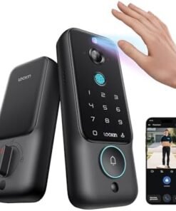 Lockin Veno Plus Video Smart Lock with Camera 2K 180°, Keyless Entry Door Lock for Front Door, Palm Vein & Fingerprint Biometric Access, Built-in Wi-Fi, 8GB Storage, No Monthly Fees -