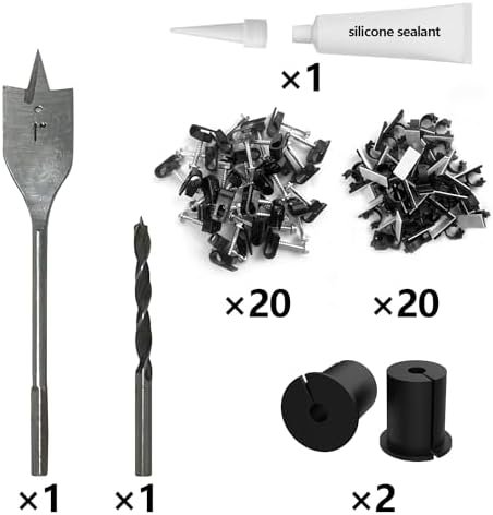 Starlink cable routing kit,starlink ethernet adapter,4pcs star link wall bushing grommets accessories for cable wall pass through with 1" spade drill bit 40pcs wall wire clips : Electronics - Image 9