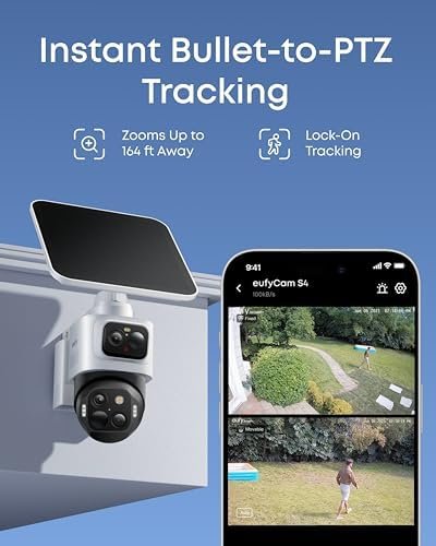 eufy Security eufyCam S4 3-Cam Kit,4K Solar Camera Wireless Outdoor, Triple Lens Bullet-PTZ Cam, 360° View, Cross-Cam Track, AI Recognition, 8X Zoom, Color Night Vision, 0 Monthly Fee, Local Storage - Image 5