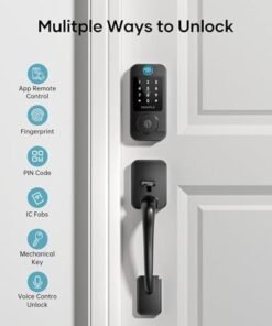 Alternative view of Wi-Fi Front Door Lock Set - HEANTLE Smart Locks for Front Door Built-in WiFi Keyless Entry Deadbolt with Handle Set Fingerprint Smart Electronic Deadbolt, Works with Alexa & Google Assistant Black -