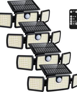 MIHANI Solar Lights Outdoor, Quick Charge Solar Motion Deck Lights Outdoor for Deck with High Brightness, Larger Built-in Tempered Glass Panel, Sensitive PIR Motion Inductor (Remote,4 Pack) -