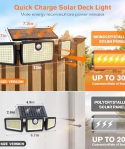 Alternative view of MIHANI Solar Lights Outdoor, Quick Charge Solar Motion Deck Lights Outdoor for Deck with High Brightness, Larger Built-in Tempered Glass Panel, Sensitive PIR Motion Inductor (Remote,4 Pack) -