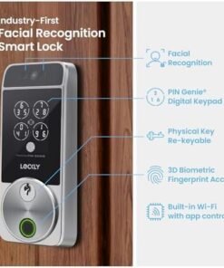 Alternative view of Lockly Visage Zeno Series Smart Lock, Facial Recognition & Fingerprint Keyless Entry Door Lock, Built-in Wi-Fi Deadbolt with Apple Home Key, PIN Genie Keypad, App Remote Control, Easy Installation -