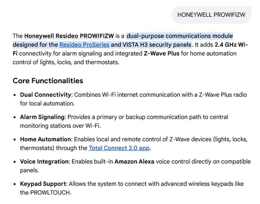 1 NEW HONEYWELL PROWIFIZW PROSERIES WIFI Z-WAVE MODULE - Image 3